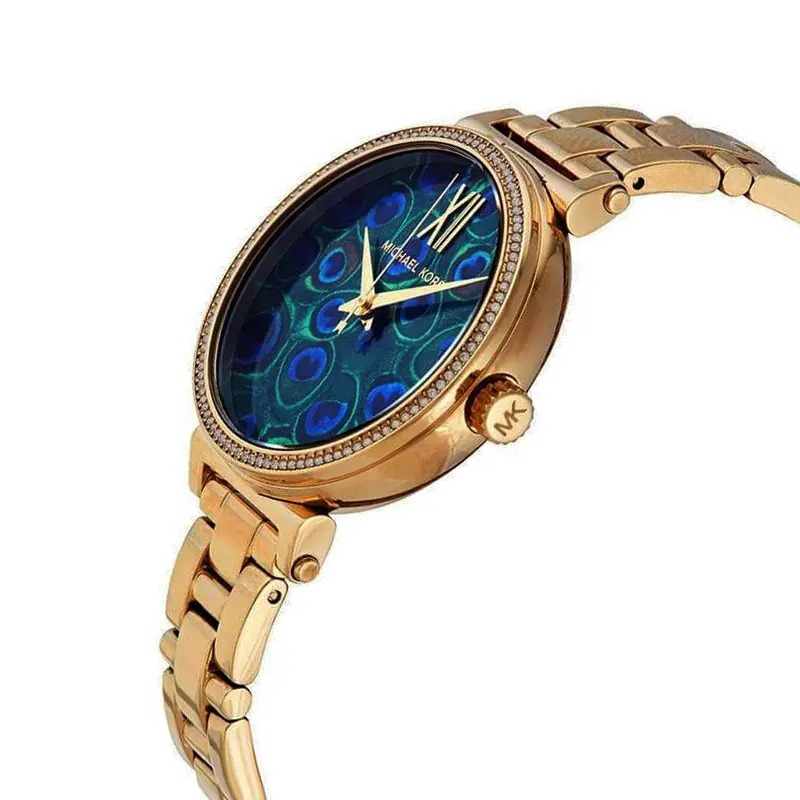 Michael Kors Sofie Peacock Motif Blue Dial Ladies Watch- MK3946